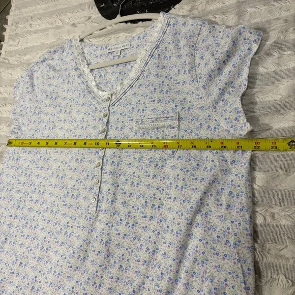 Eileen West lilac & blue tulip  Floral Cotton soft knit Nightgown Sz XL Lounge - Picture 8 of 9